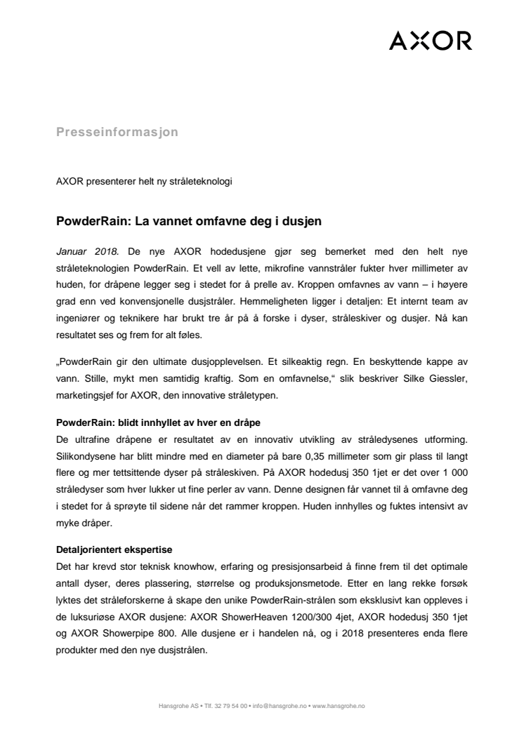 PowderRain: La vannet omfavne deg i dusjen
