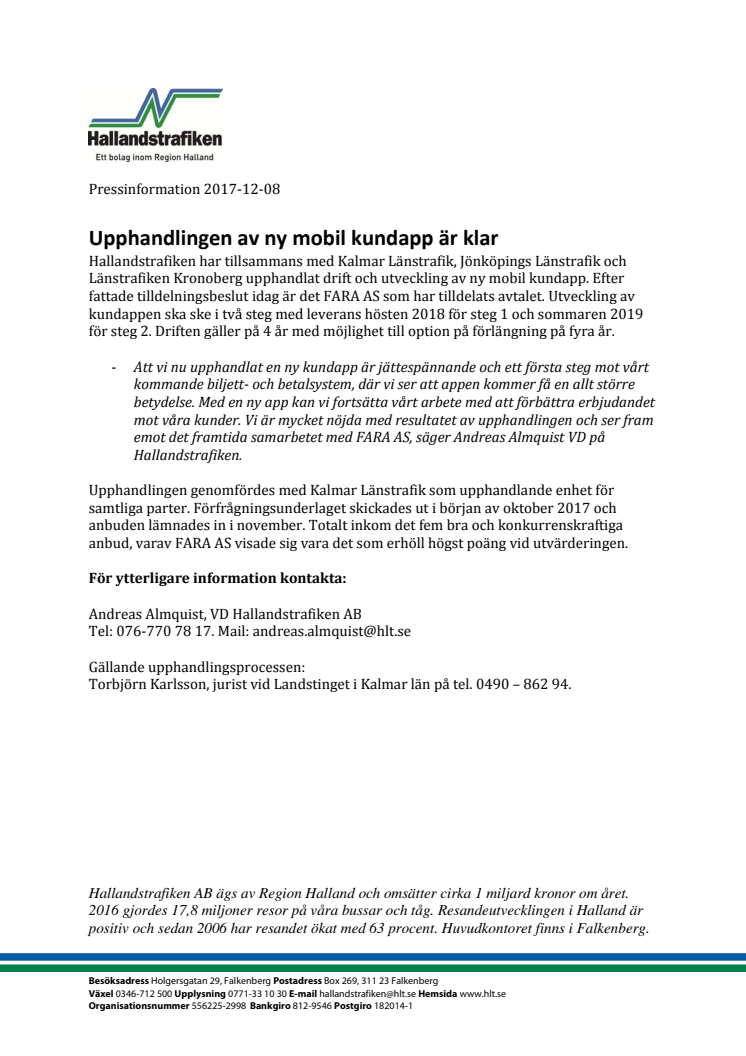Upphandlingen av ny mobil kundapp är klar