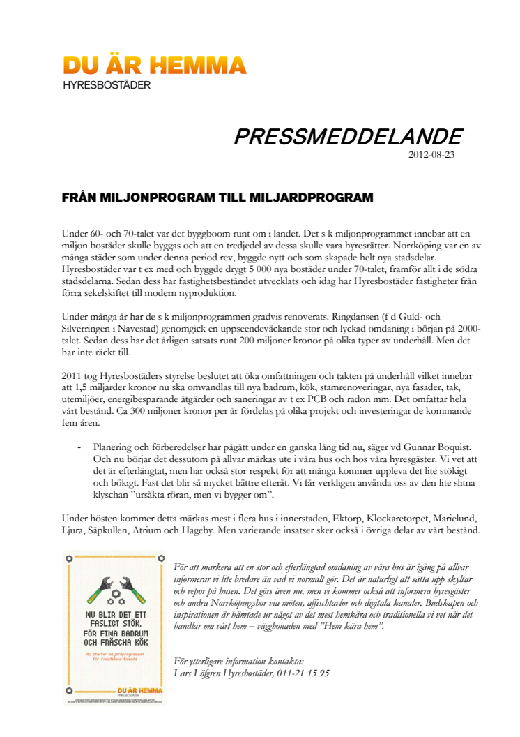 Från miljonprogram till miljardprogram