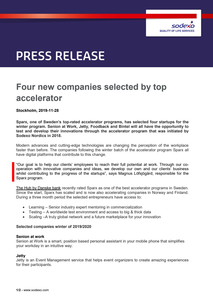 Four new companies selected by top accelerator