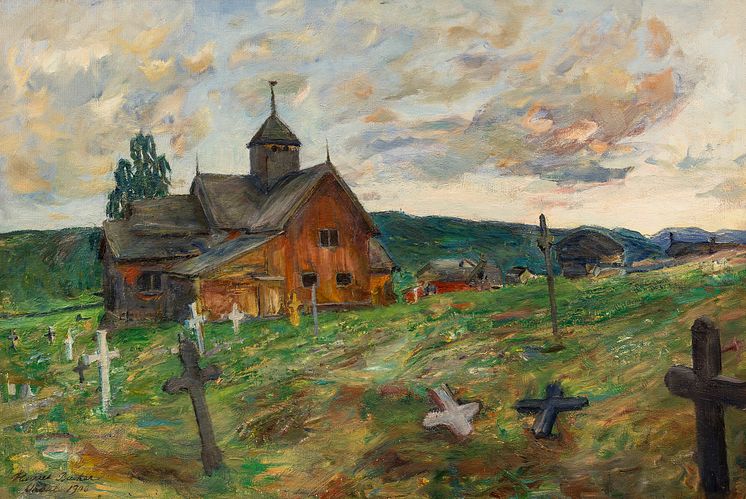 Harriet Backer, Uvdal kirke og kirkegård 1906.