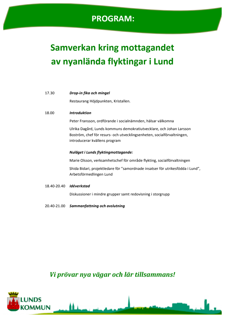 Workshop kring flyktingmottagande i Lund