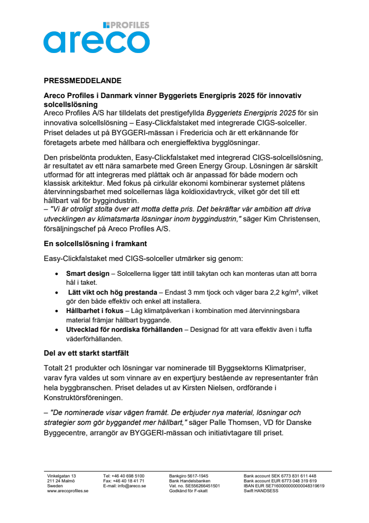 Areco Profiles i Danmark vinner Byggeriets Energipris 2025 för innovativ solcellslösning.pdf