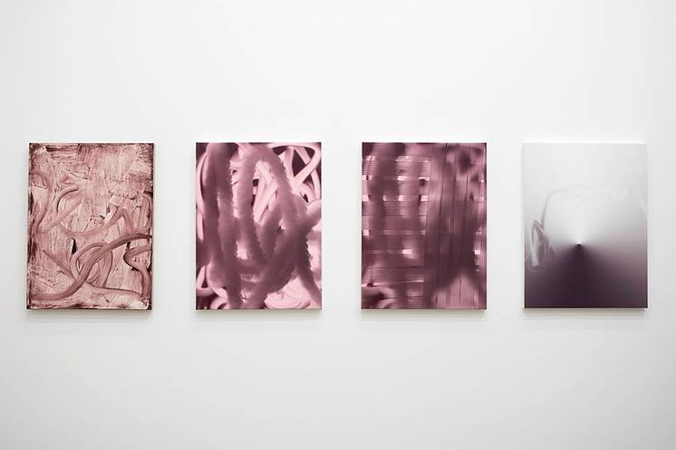 Jakob Ojanen. 1. Untitled, acrylic on canvas, 2- 4. Untitled, pigment print on canvas, 60 x 45 cm. 2019