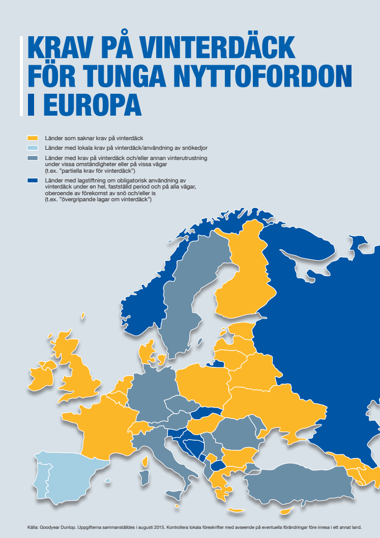 Goodyear varnar åkeriföretagen: Reglerna för vinterdäck varierar inom Europa