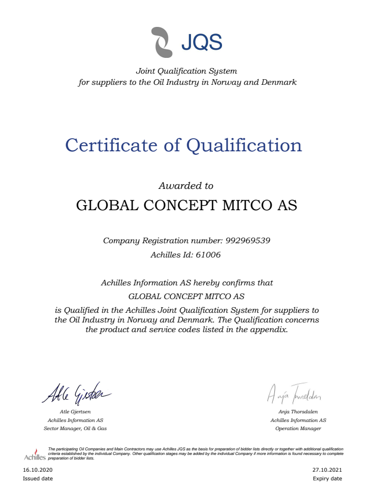 Joint Qualification System