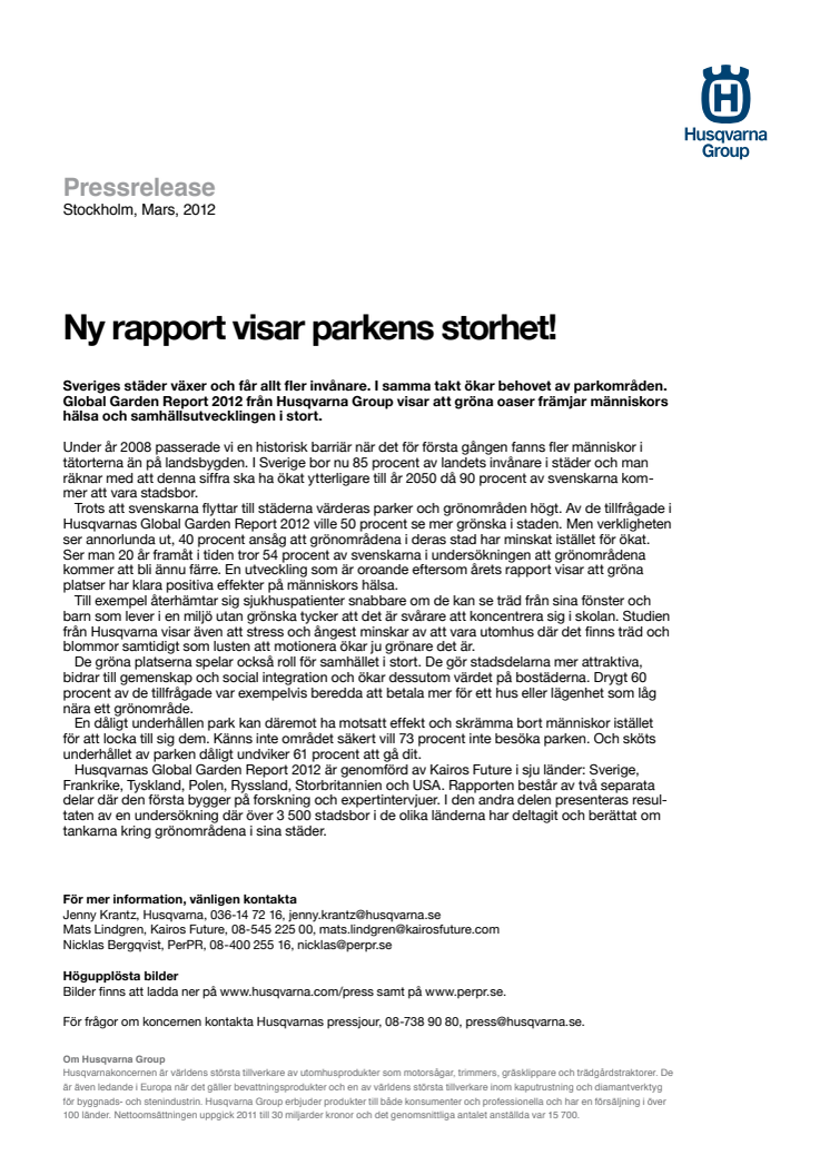 Ny rapport visar parkens storhet!