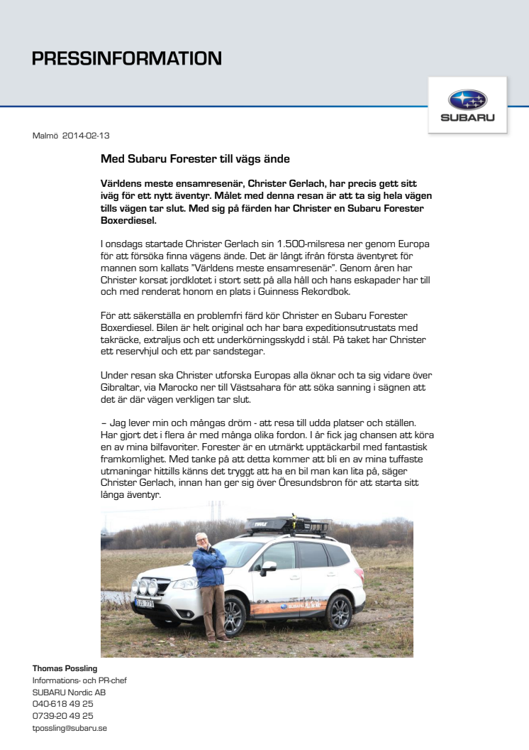 Med Subaru Forester till vägs ände