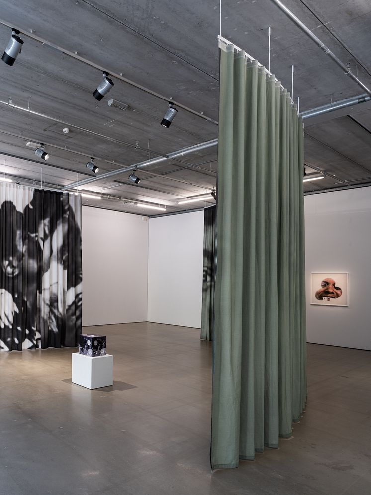 Frida Orupabo, installationsvy On Lies, Secrets and Silence, Bonniers Konsthall, 2024.