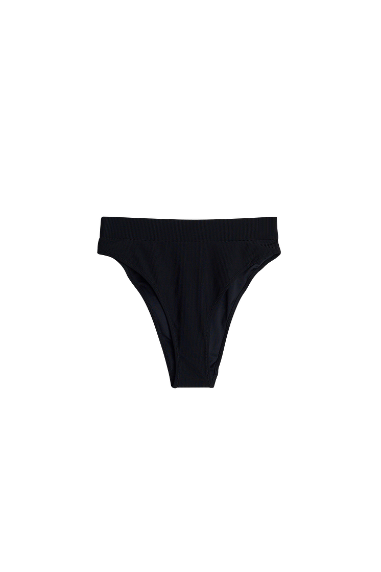 rosie rib high waist bikini brief -black