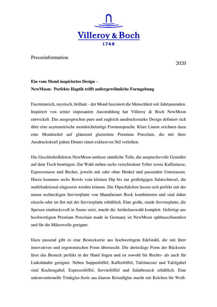 Ein vom Mond inspiriertes Design –  NewMoon: Perfekte Haptik trifft außergewöhnliche Formgebung