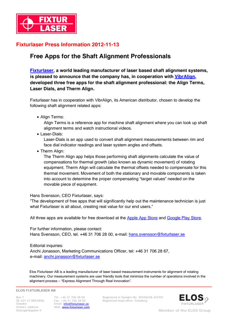 Free Apps for the Shaft Alignment Professionals
