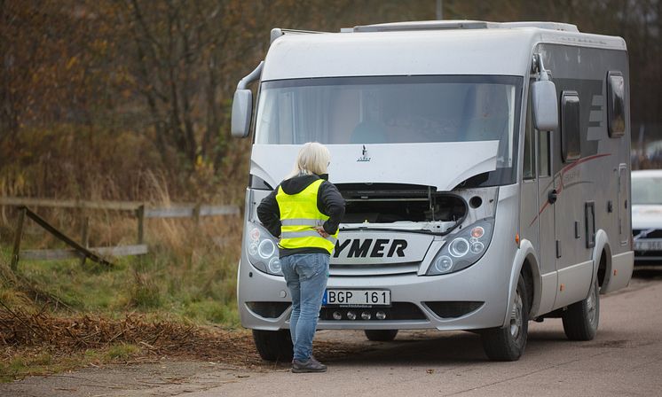 Husbil med driftstopp.