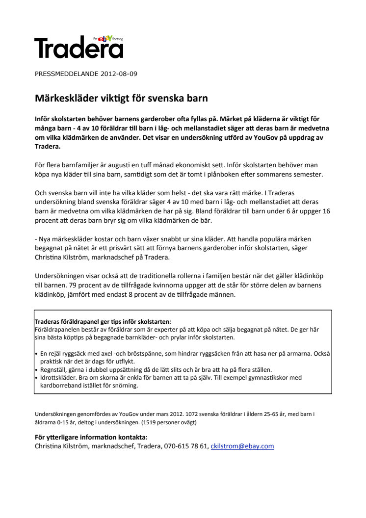 Märkeskläder viktigt för svenska barn 