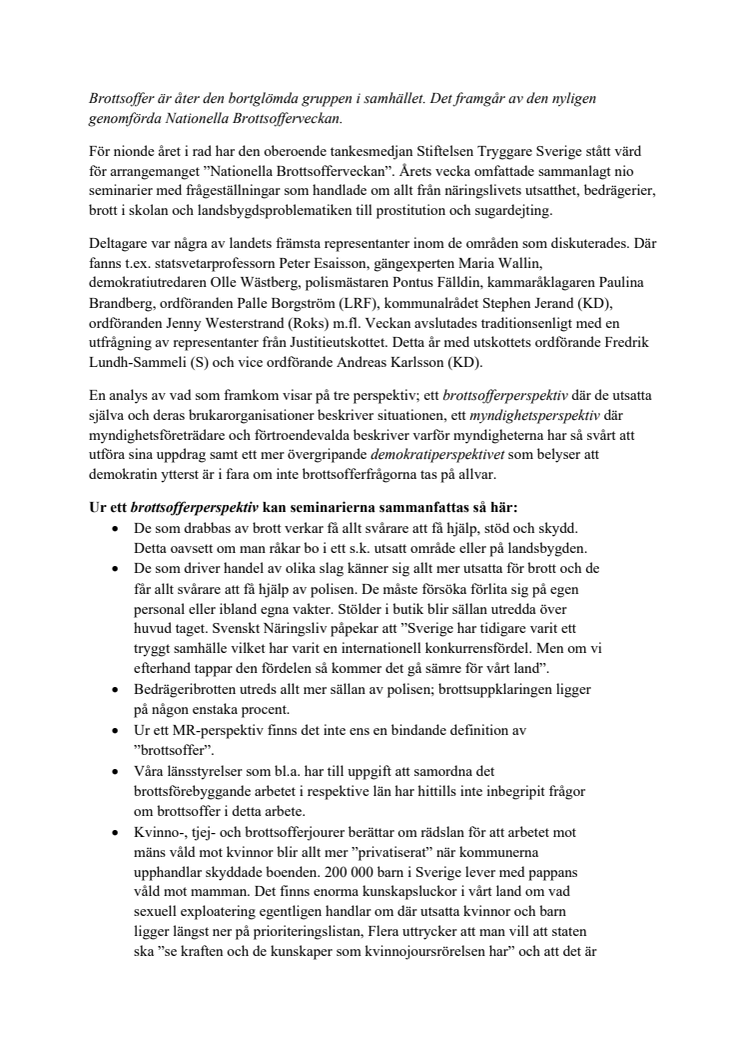 Sammanfattning av Nationella Brottsofferveckan 2021