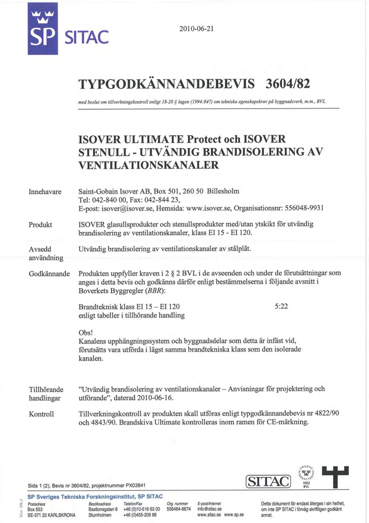 Nytt typgodkännande för ventilationsisolering  