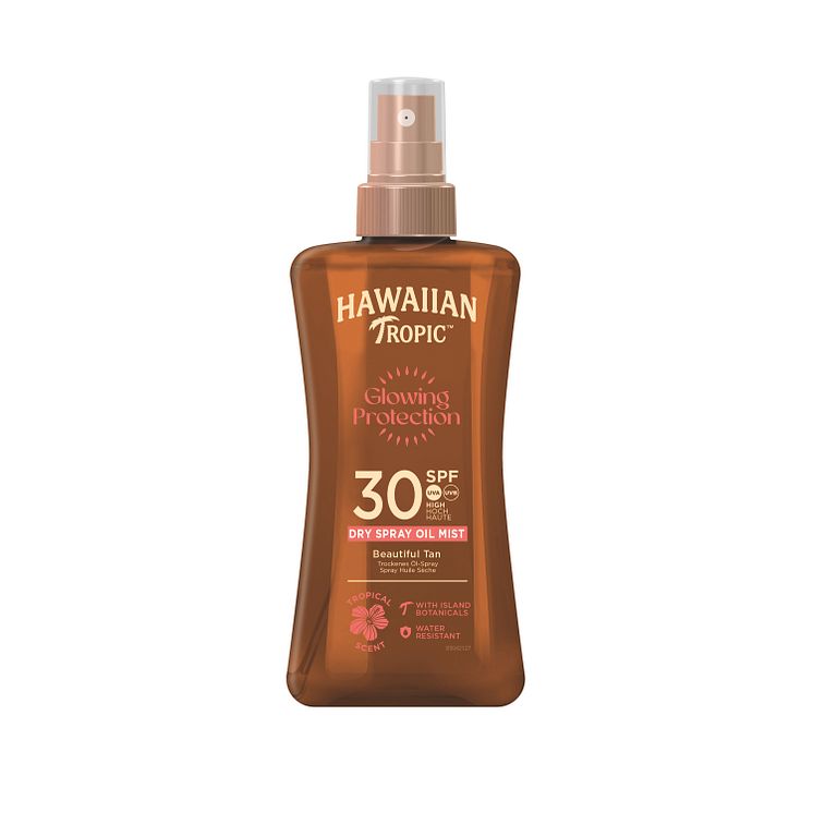 950132 Hawaiian Tropic Glowing Protection Oil SPF30 200mL 5099821109219 Front