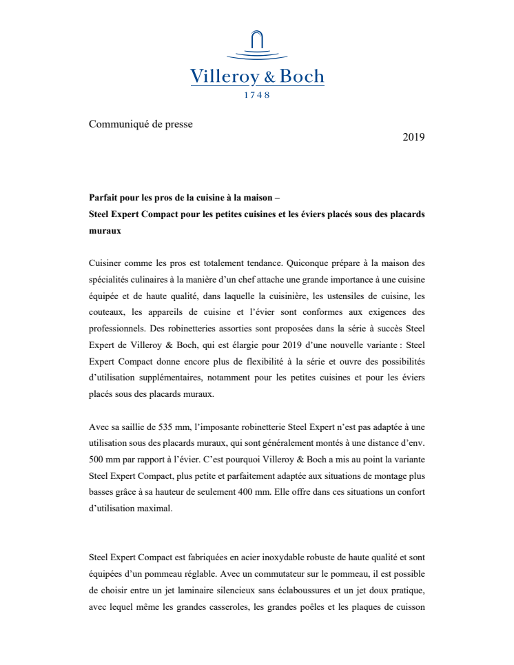Parfait pour les pros de la cuisine à la maison – Steel Expert Compact pour les petites cuisines et les éviers placés sous des placards muraux 