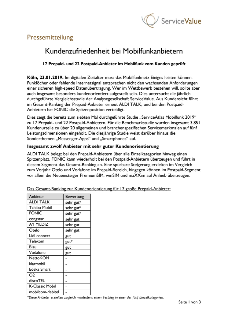 Kundenzufriedenheit bei Mobilfunkanbietern