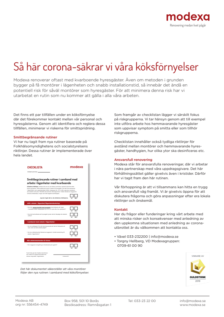 Så här Corona-säkrar Modexa sina Köksförnyelser