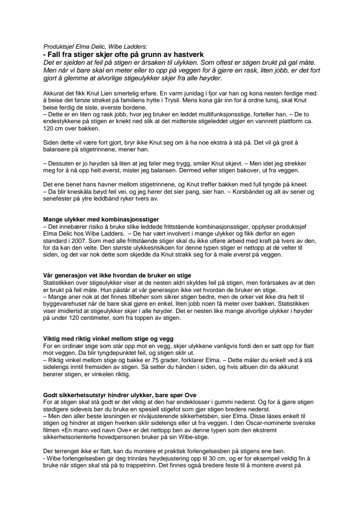 Sikkerhetsutstyr forhindrer ulykker