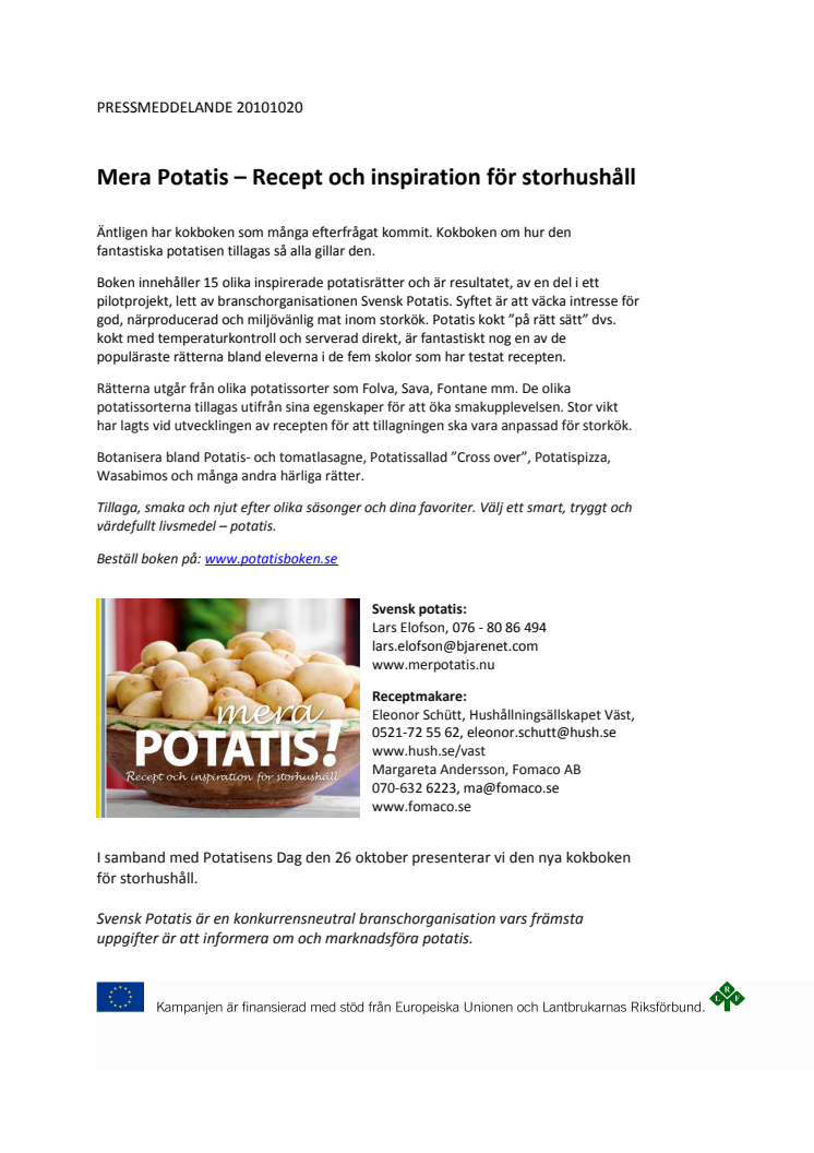 Mera potatis - Recept och inspiration  för storhushåll