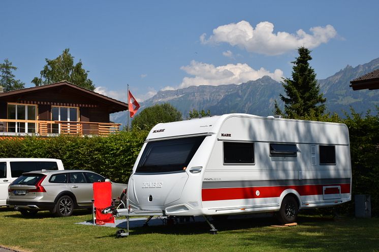 Interlaken, vår husvagn på Camping Manor Farm 