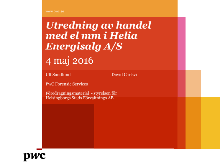 Utredning av handel med el i Helia Energisalg A/S