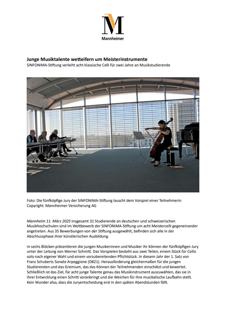 Pressemitteilung: Junge Musiktalente wetteifern um Meisterinstrumente
