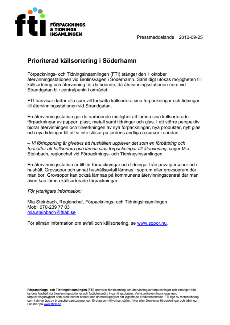 Prioriterad källsortering i Söderhamn