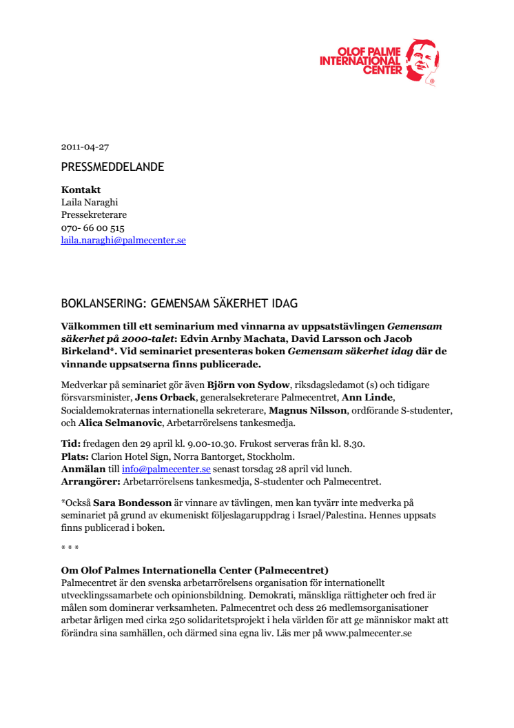 Boklansering: Gemensam säkerhet idag