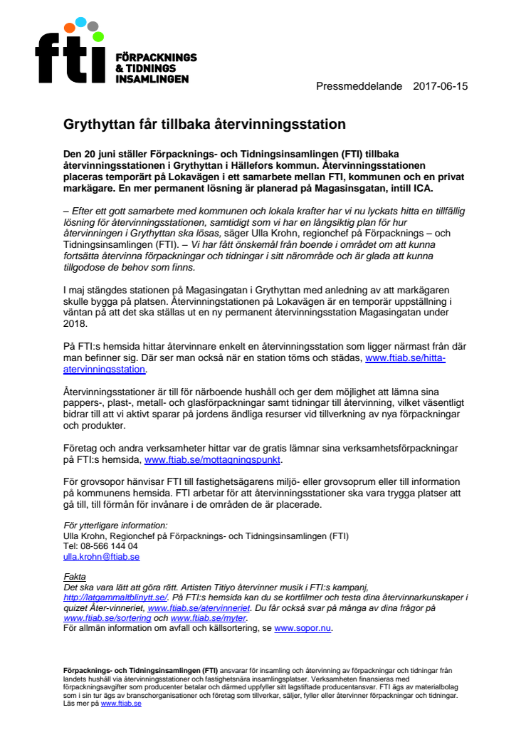Grythyttan får tillbaka återvinningsstation