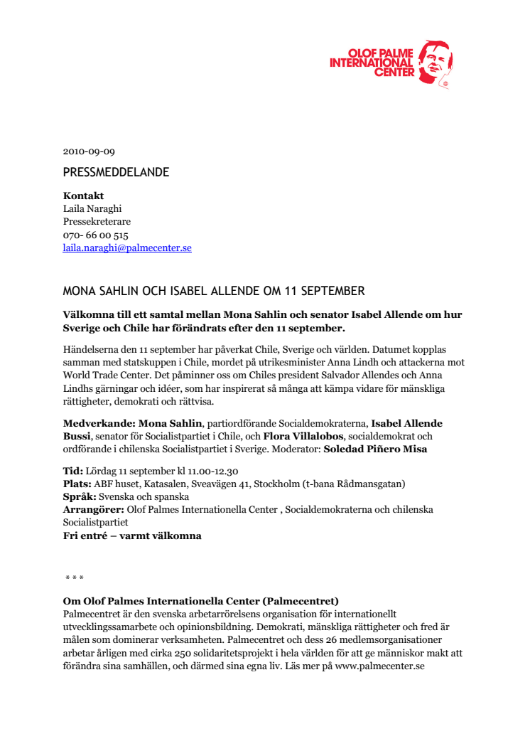 Mona Sahlin och Isabel Allende om 11 september