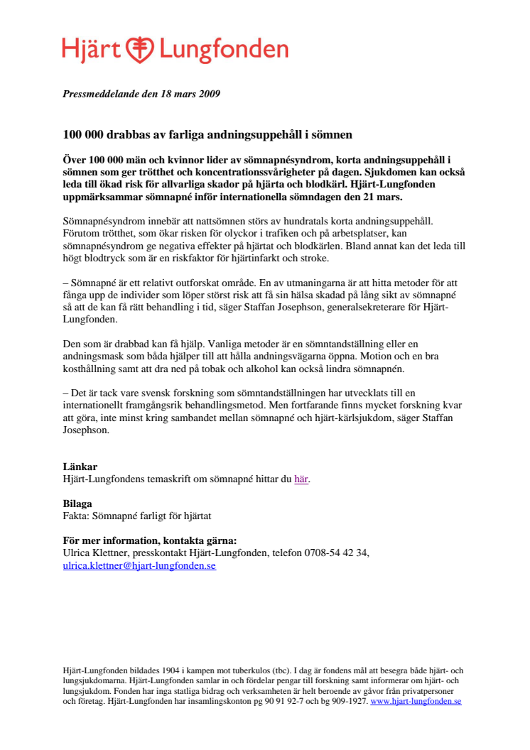 100 000 drabbas av farliga andningsuppehåll i sömnen