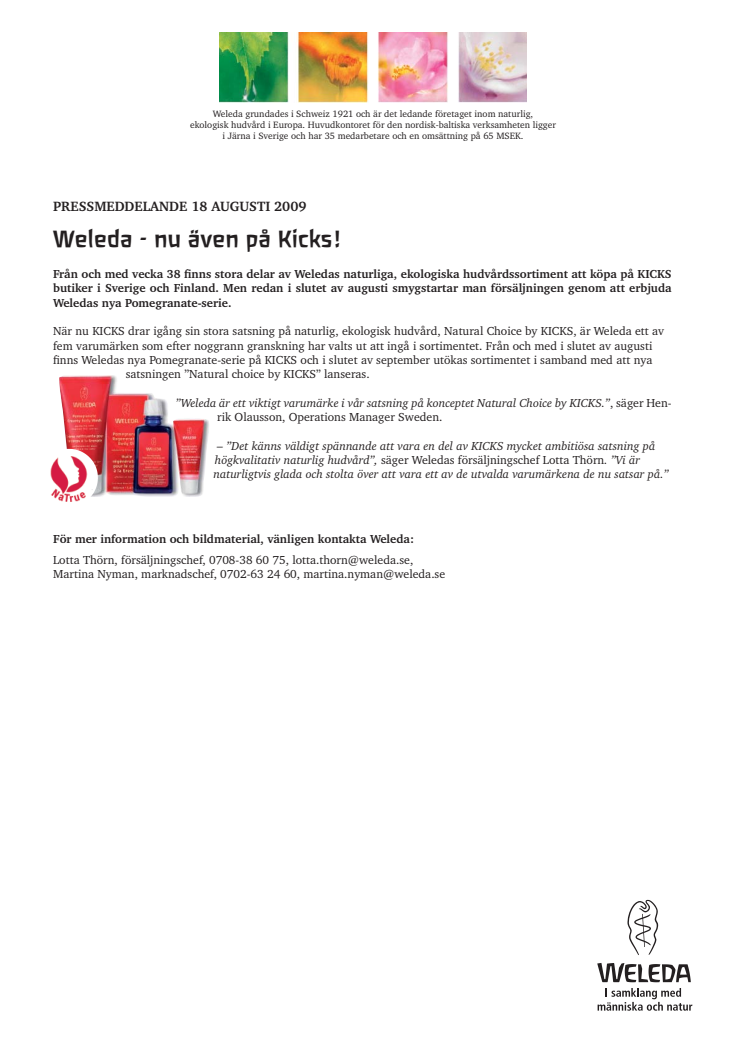 Weleda - nu även på Kicks!