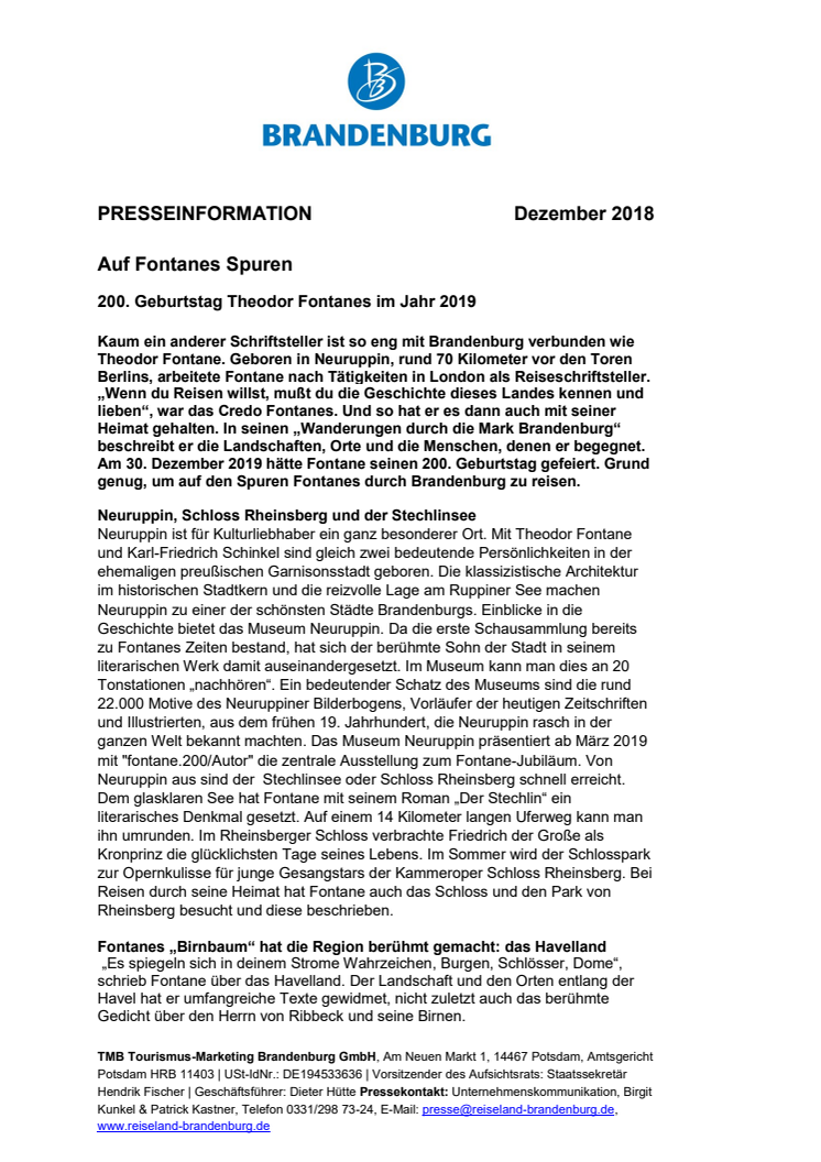 Auf Fontanes Spuren durch Brandenburg