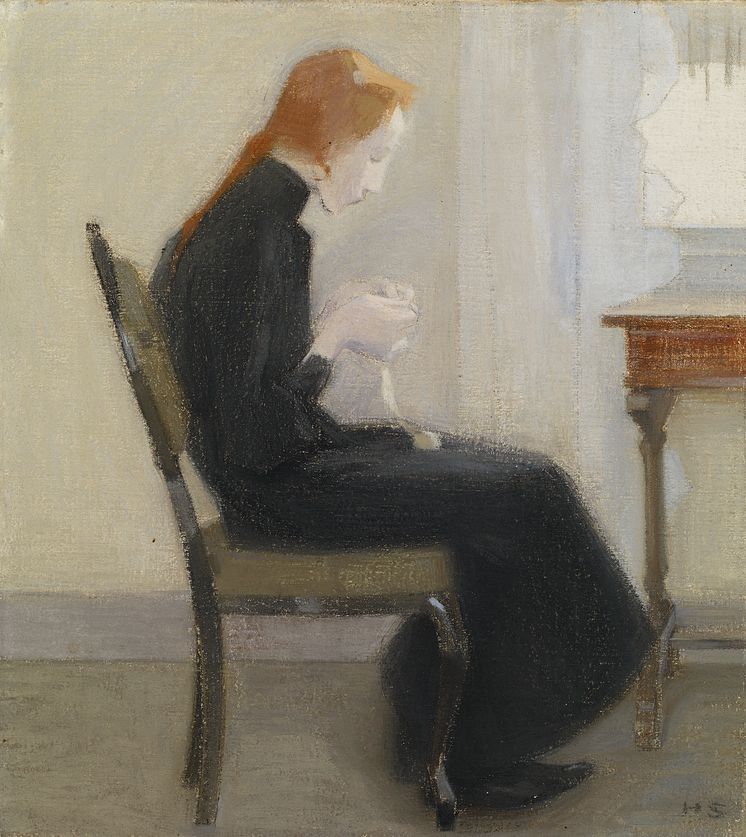 Det magiske nord. Helene Schjerfbeck, Jente som hekler, 1904