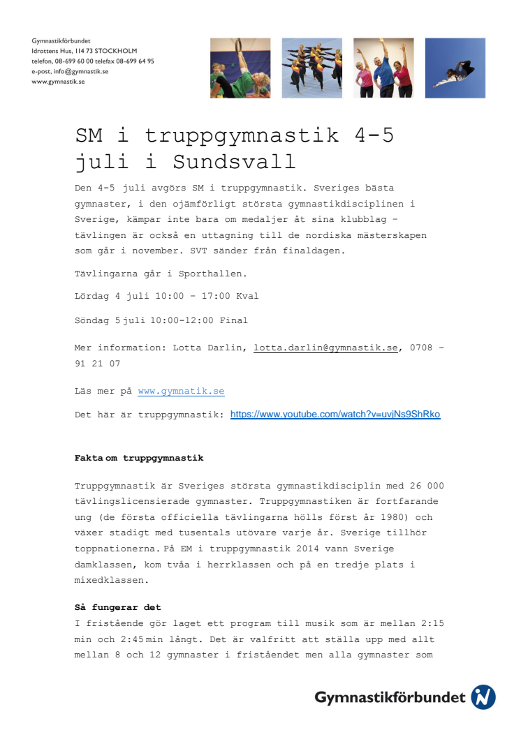 Fakta om truppgymnastik och SM-tävlingen