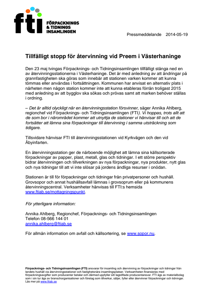 Tillfälligt stopp för återvinning vid Preem i Västerhaninge