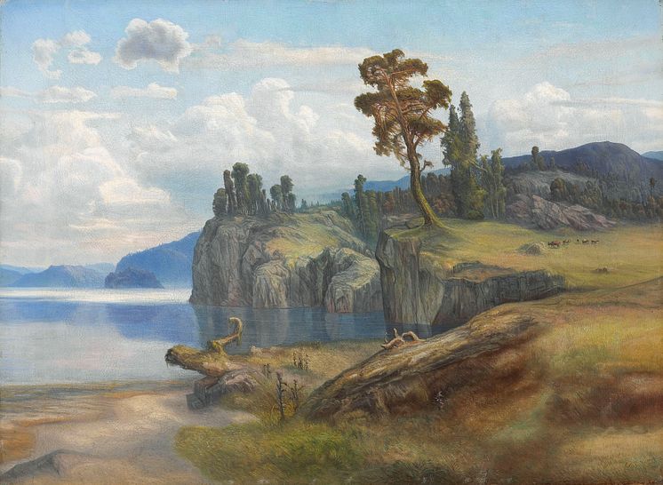 Lars Hertervig, Landskap, 1867. Olja på duk, 46 x 62 cm. Sparebankstiftelsen DNB.