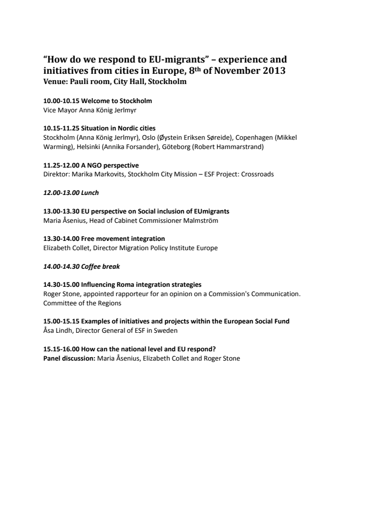 Programpunkter 8 november 2013