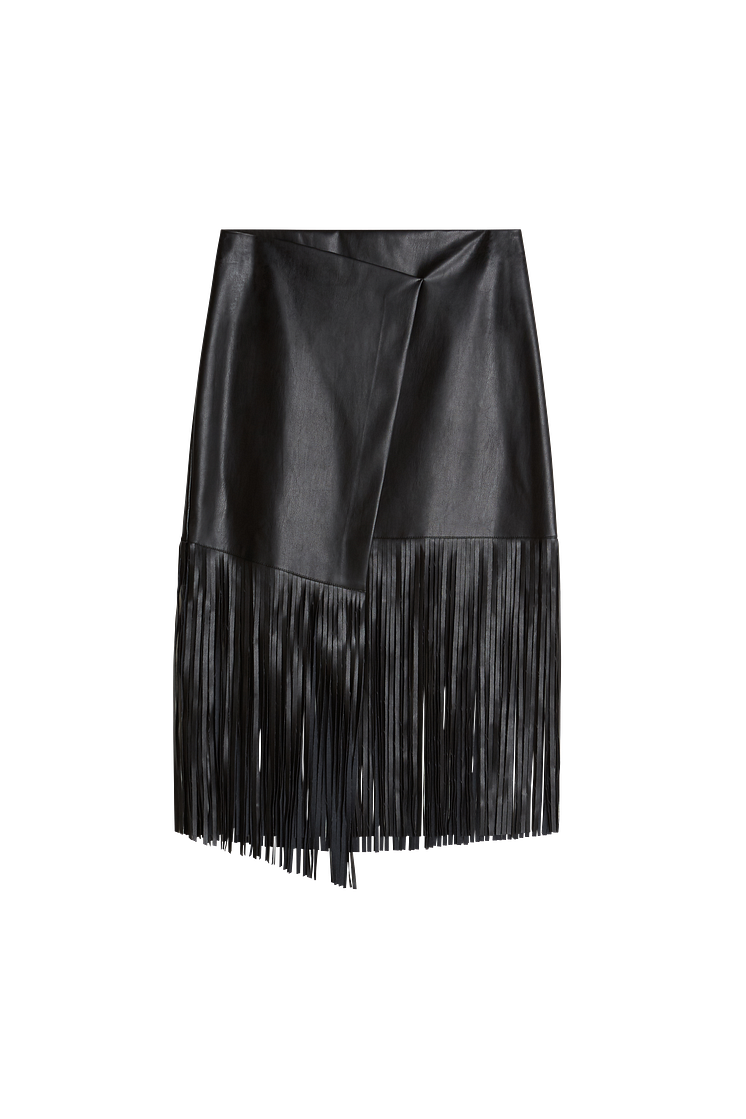 Madde fringe pu skirt