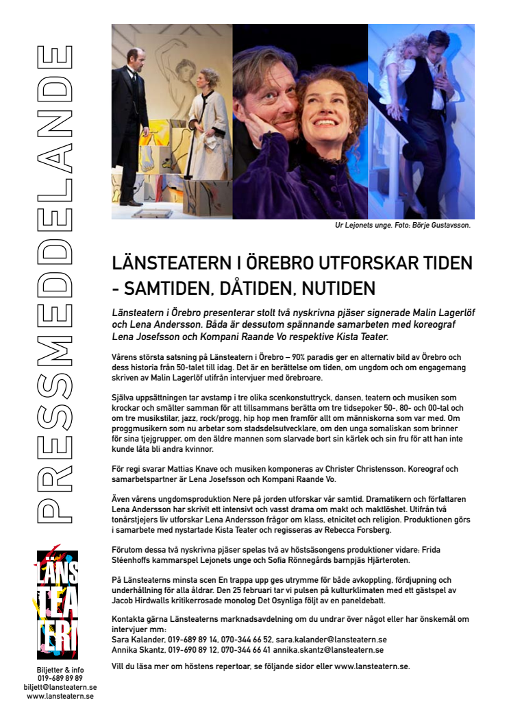 Länsteatern i Örebro utforskar tiden - samtid, dåtid, nutid