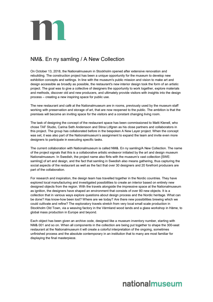 NM& En ny samling / A New Collection