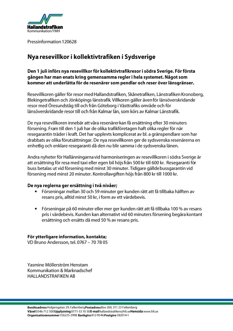 Nya resevillkor i kollektivtrafiken i Sydsverige