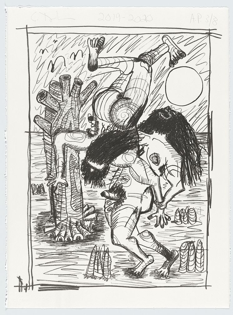 Carroll Dunham_Wrestlers B