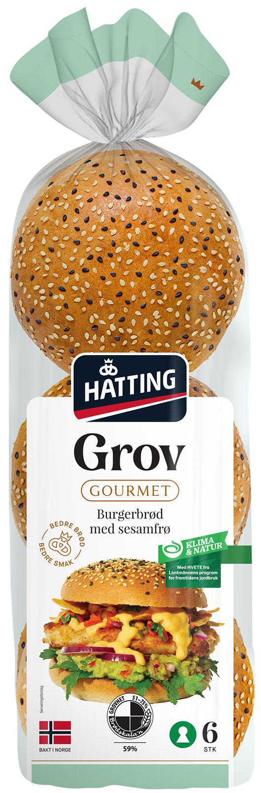 Hatting Gourmet grov burgerbrød