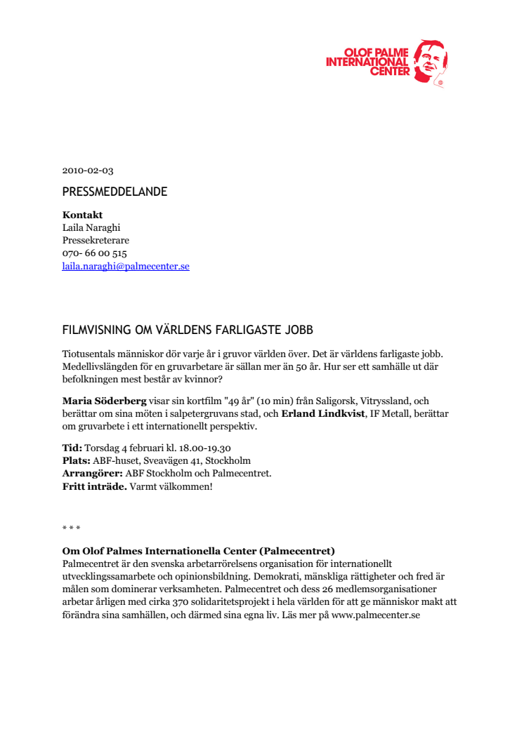 Filmvisning om världens farligaste jobb