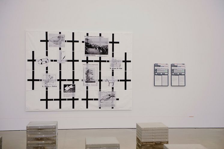 The Spiral and the Square, Eugenio Dittborn, The Internment of Malevitch II Airmail Painting No. 116, 1995-1998.
