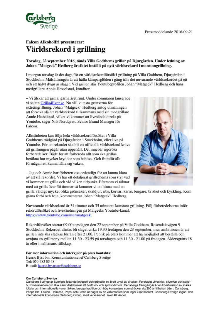 Falcon Alkoholfri presenterar: Världsrekord i grillning